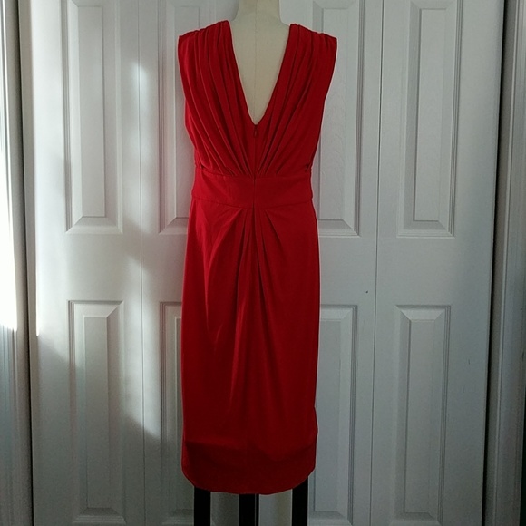 Suzi Chin Maggy Boutique Cherry Red V-neck Dress, Size 6 - Picture 2 of 8
